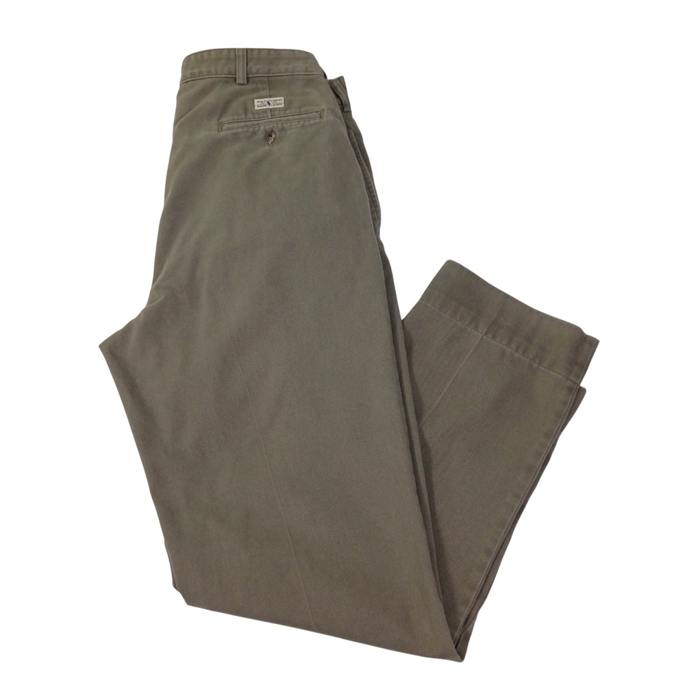 Polo Ralph Lauren Andrew Pant Men 34x34 Sage Green Pleated Chino Trousers Cotton